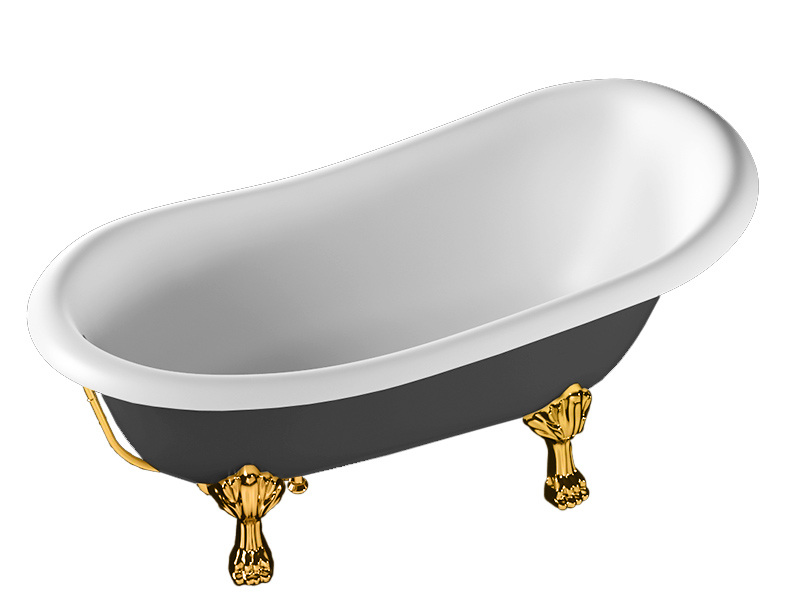 Ванна отдельностоящая двухцветная на ножках, золото RELAX DESIGN CASSIOPEA BIO oro